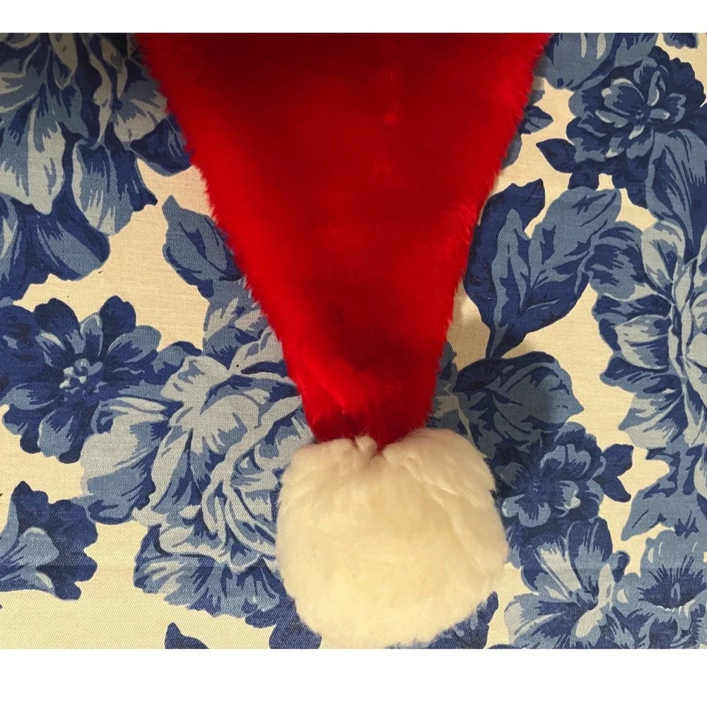 Vintage Red Santa Hat with Shaggy White Trim Holiday Christmas Accessory